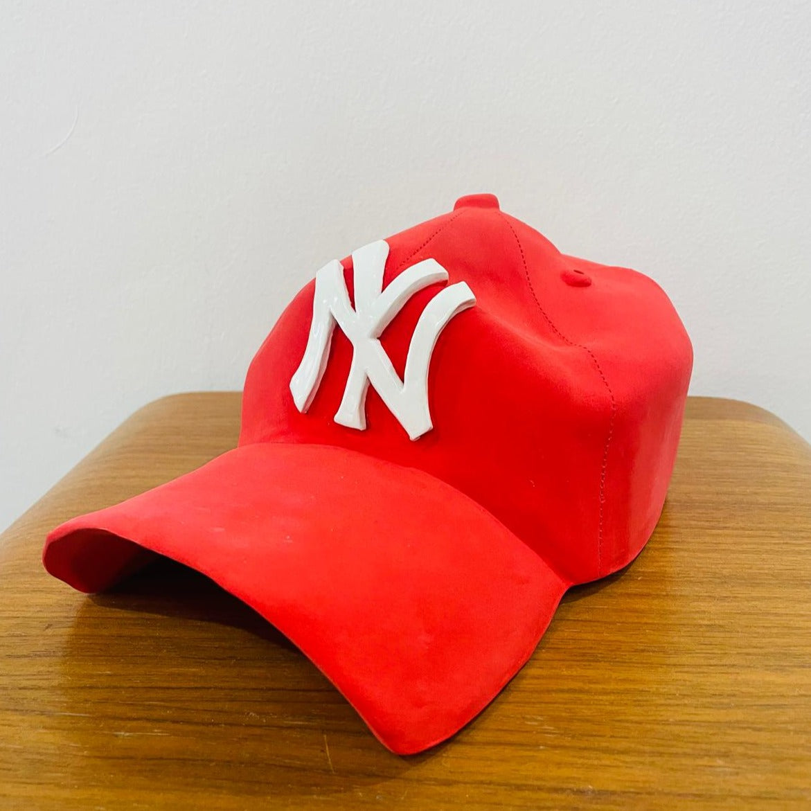 NY Yankees Ceramic Cap Sculpture (Red) - Figurative Sculpture