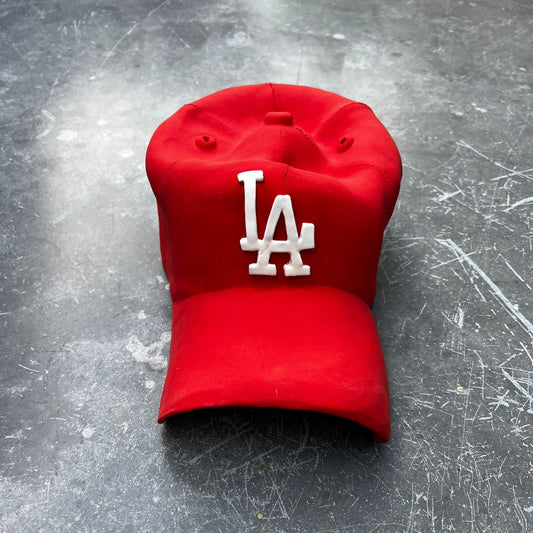 Ceramic LA Dodgers Cap Sculpture (Red) - Figurative Sculpture