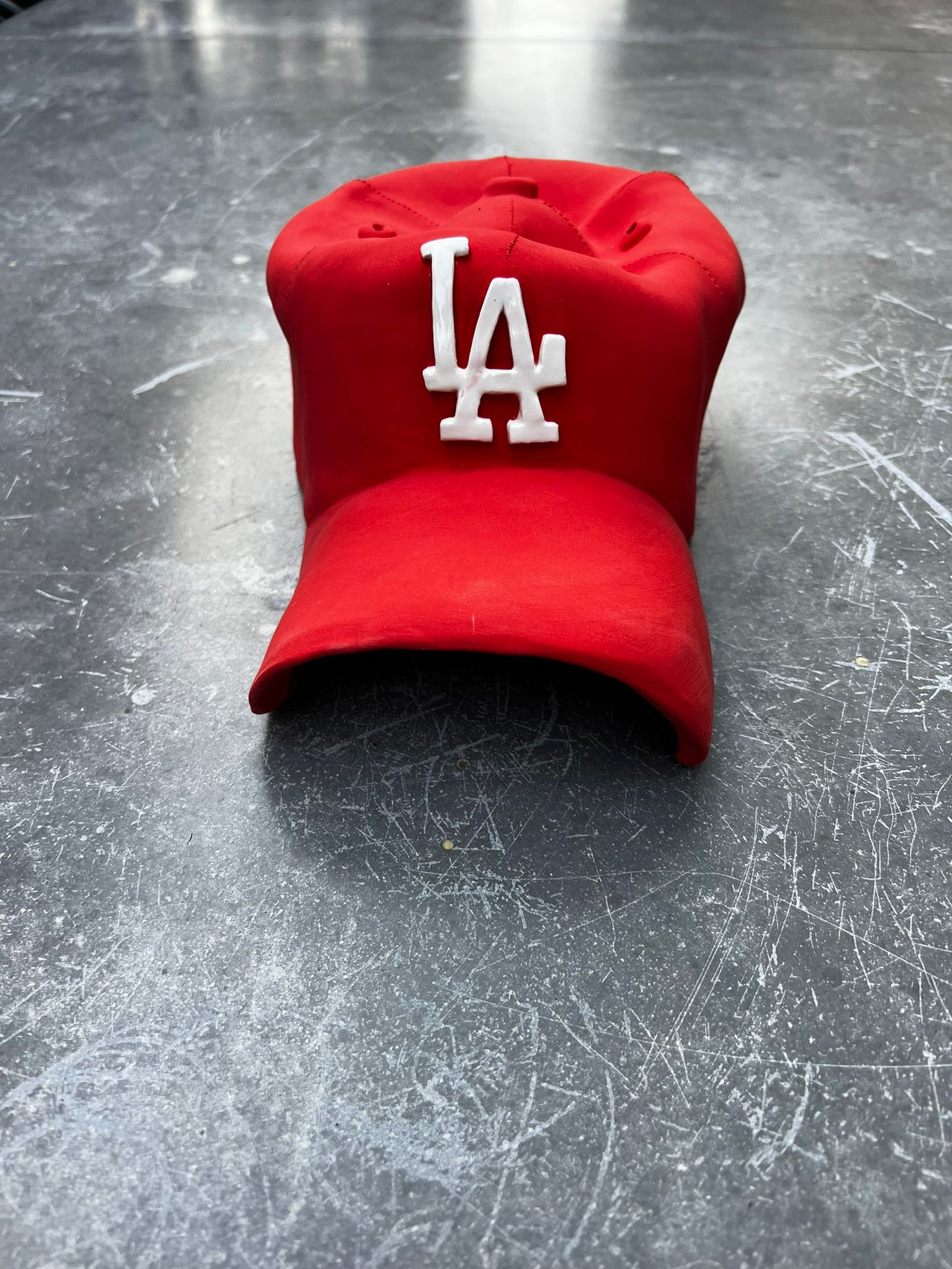 Ceramic LA Dodgers Cap Sculpture (Red) - Figurative Sculpture