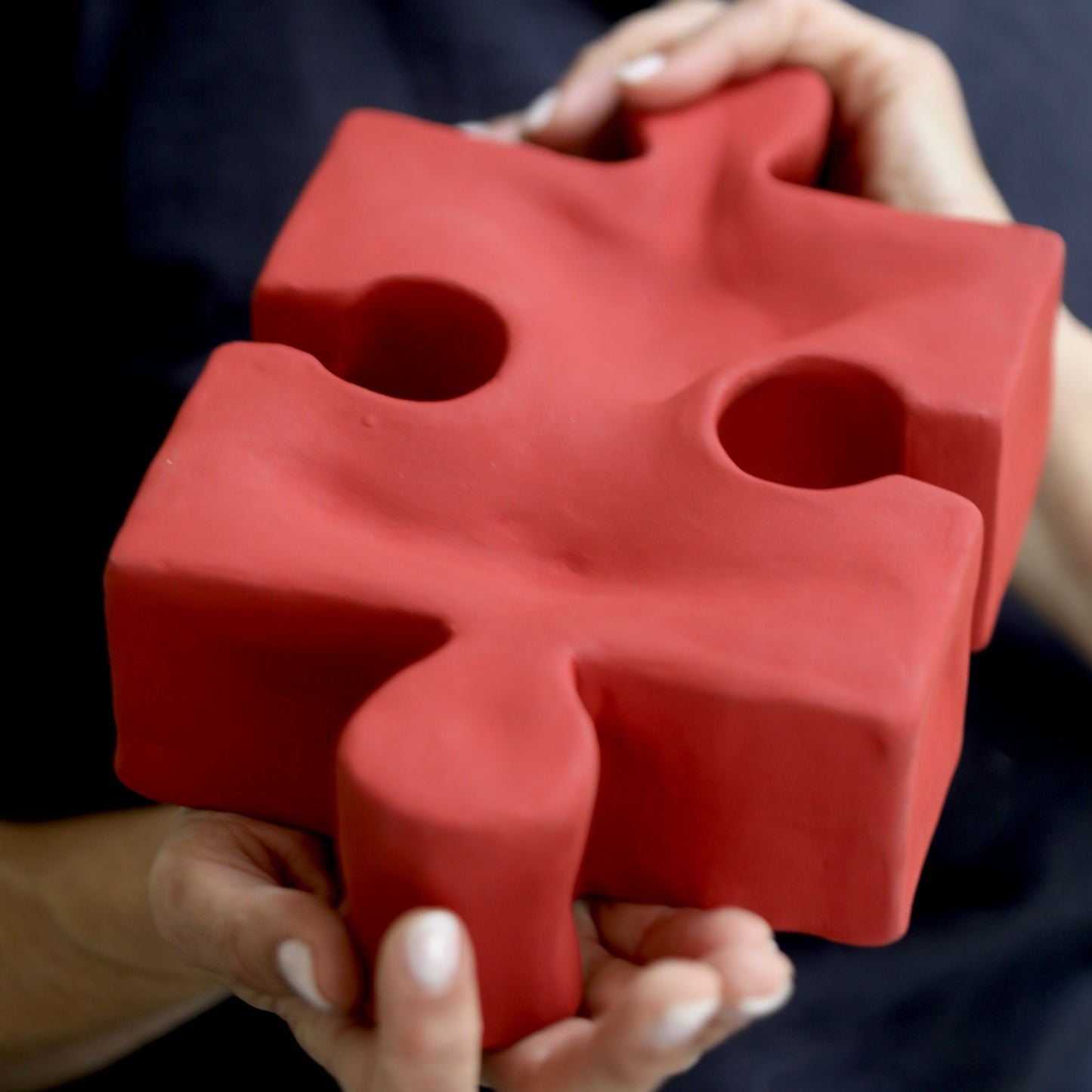 The Red Maze: Handcrafted Ceramic Puzzle Sculpture