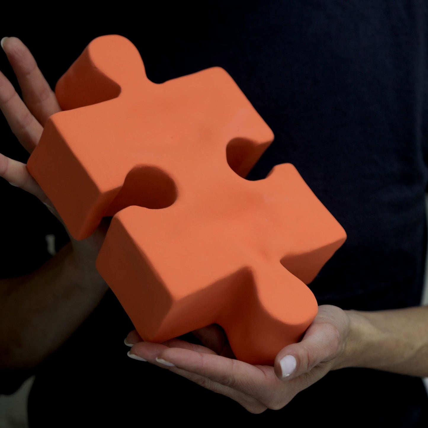 Mystery in Orange: Handcrafted Ceramic Puzzle Sculpture