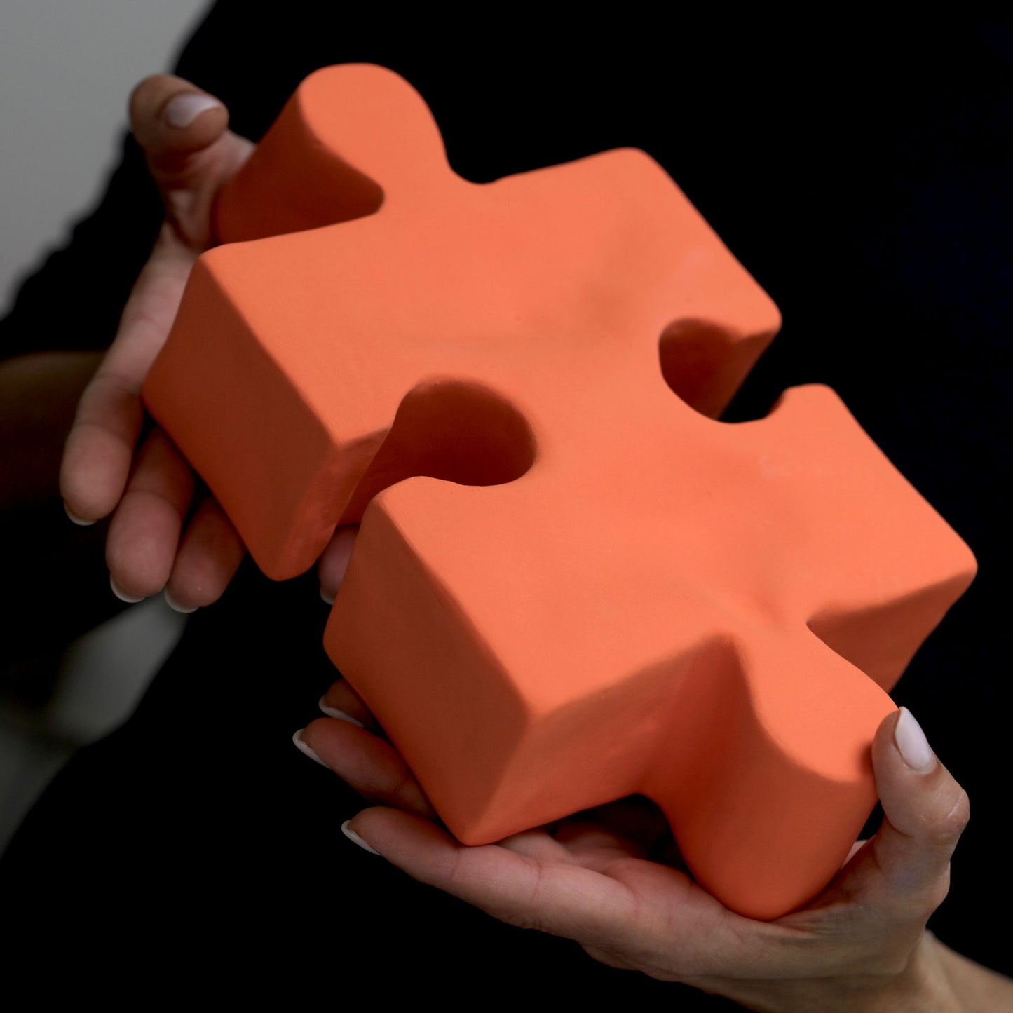 Mystery in Orange: Handcrafted Ceramic Puzzle Sculpture