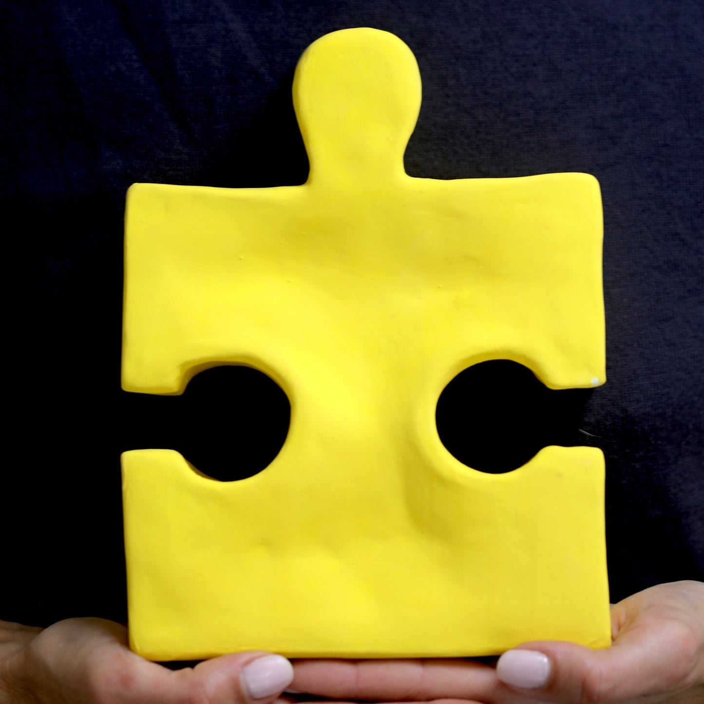 Soft Yellow Serenity: Handcrafted Ceramic Puzzle Sculpture